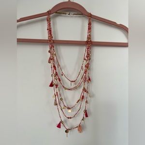 NEW, Roller Rabbit Julia multi-strand necklace. Coral, pink, and gold. NWOT.